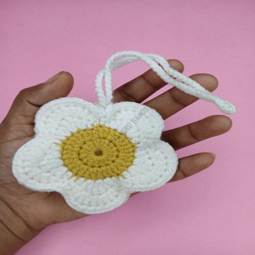 Handmade White Flower Crochet Pouch
