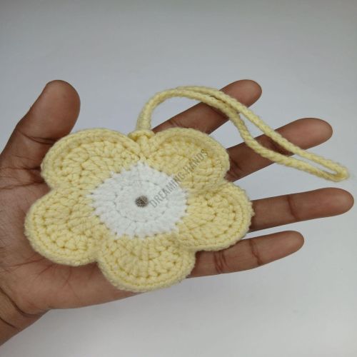 Handmade Yellow Daisy Flower Crochet Pouch