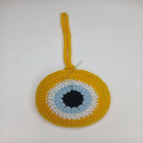 Handmade Yellow Evil Eye Crochet Pouch