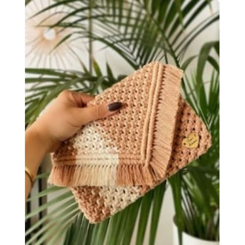 Beige Macrame Boho Cotton Sling Bag