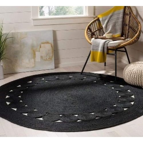 Black Round Handmade Jute Rugs