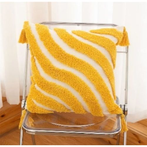 Bohemian Yellow Tufted Cushion Cover