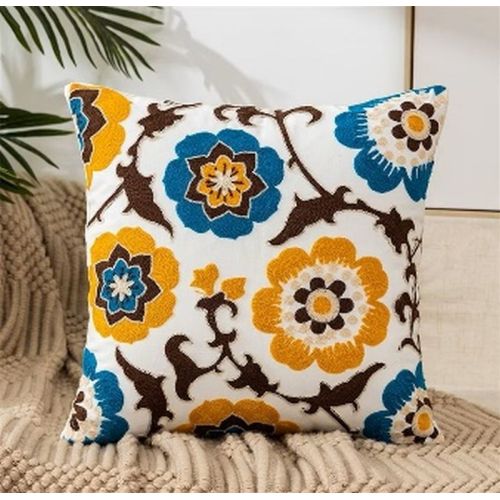 Cotton Tufted Floral Cushion Cover