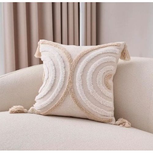 Floral Tufted Cotton Pillow Cover