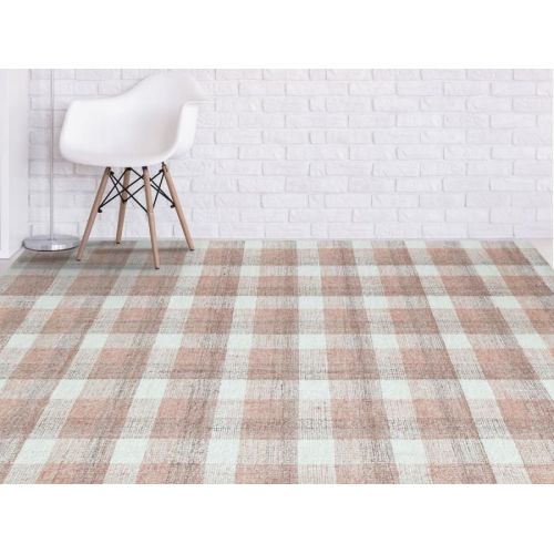 Fuschia Checkered Handmade Tufted Floor Rug