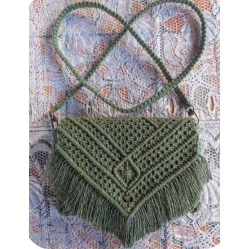 Green Macrame Cotton Sling Bag