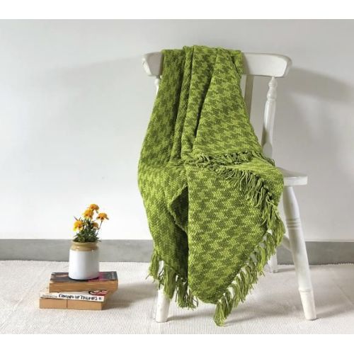 Green Soft Handwoven Cotton Throw Blanket