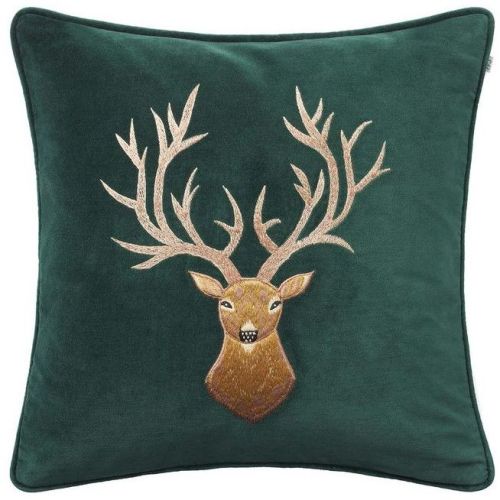 Green Swed Fabric Embroidered Cushion Cover