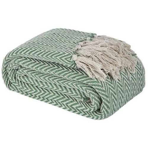 Green Wave Design Cotton Throw Blanket