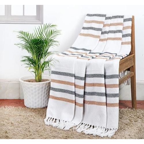 Stripped Cotton Throw Blanket