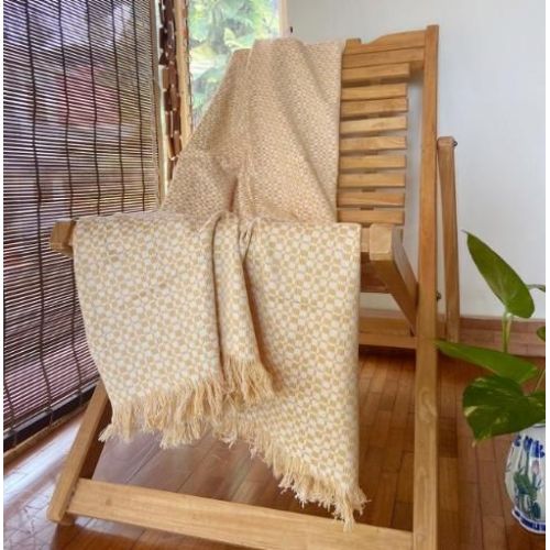 Yellow Hanwoven Cotton Throw Blanket