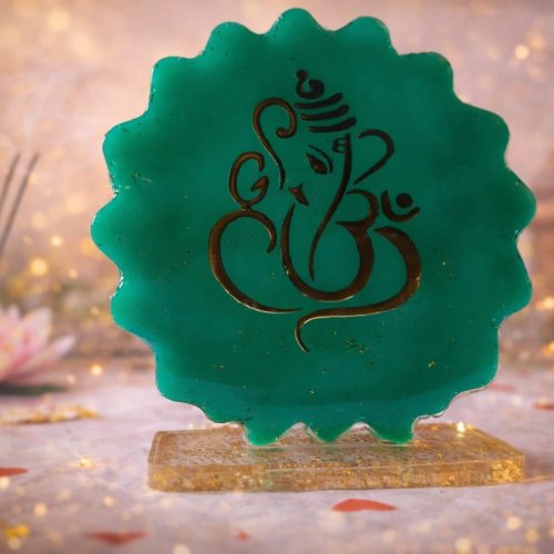 Premium Green Epoxy Resin Lord Ganesha Frame