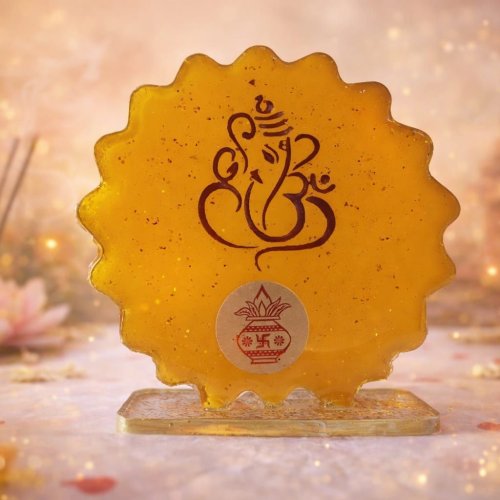Yellow Elegant Resin Art Ganesha Frame