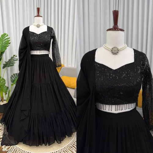 Black Georgette Lehenga Choli Set