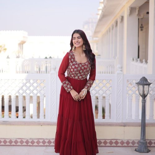 Designer Faux Blooming Georgette Gown