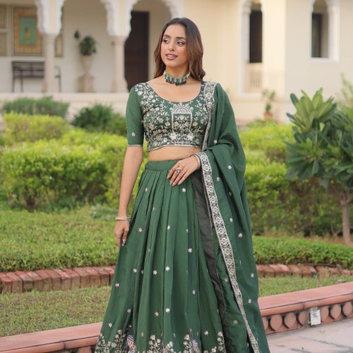 Heavy Sequins Zari Embroidered Lehenga Set