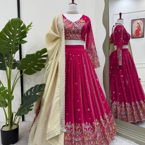 Pink Designer Georgette Lehenga Set