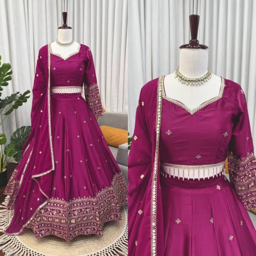 Purple Japan Satin Lehenga Set