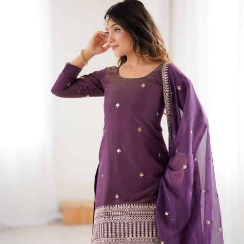 Purple Roman Shimmer Lehenga Set