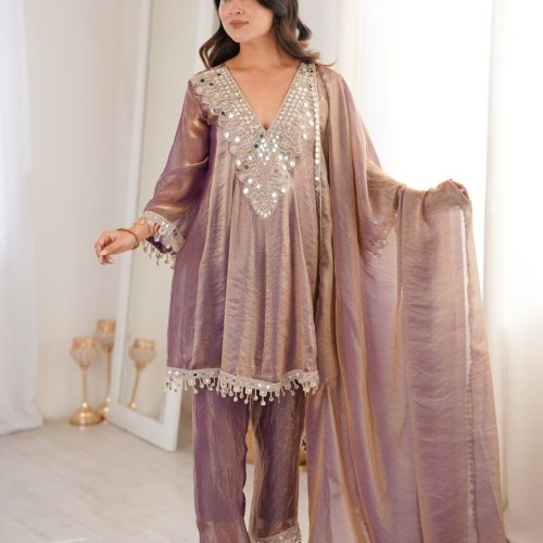 Real Mirror Embroidered Ethnic Suit Set