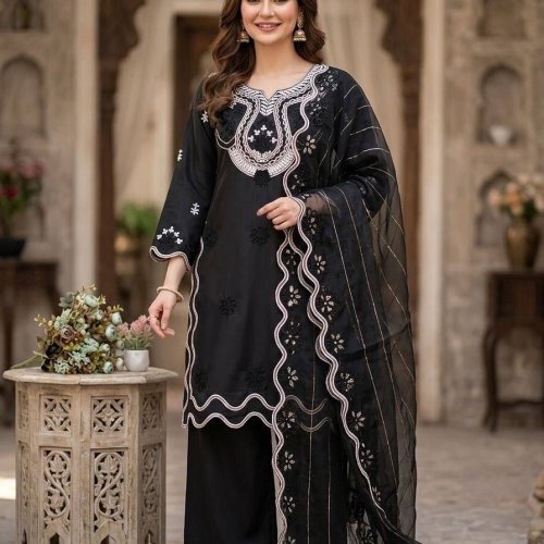 Pakistani Style Cut Work Palazzo Suit Set