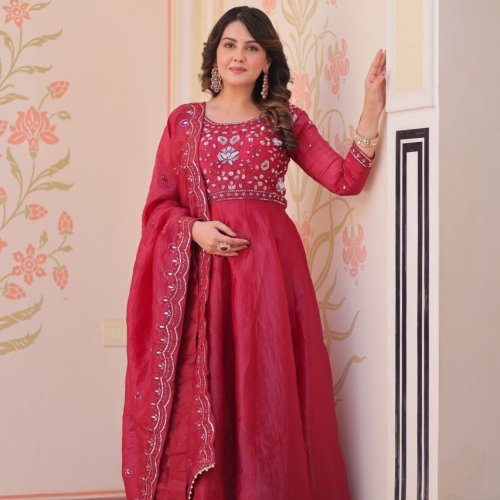 Women Party Wear Embroidered Gown Set