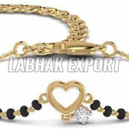 Black Beads Diamond Gold Bracelet