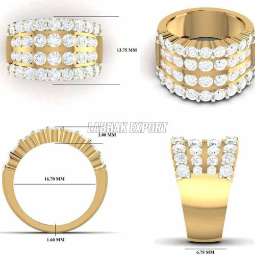 Diamond Studded Mens Gold Ring
