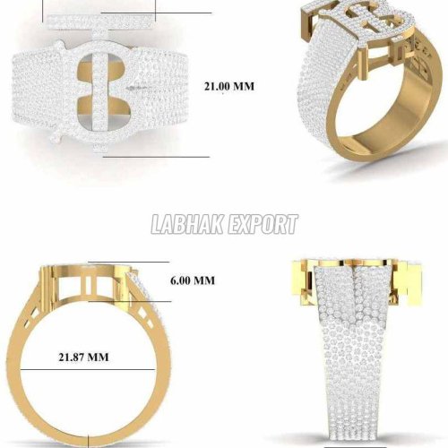 Textured Men Diamond Gold Ring
