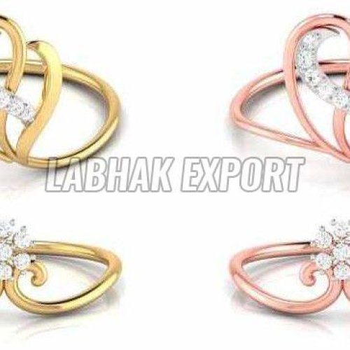Twisted Band Diamond Gold Ring