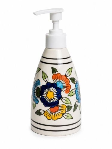 Floral Design Ceramic Liquid Soap Dispenser