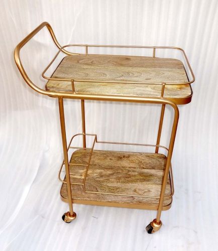 Gold Powder Coated 2 Tier Bar Cart