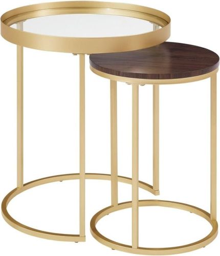 Gold Powder Coated Round Nesting Table Set