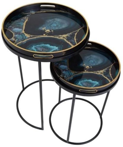 Marble Effect Round Nesting Table Set