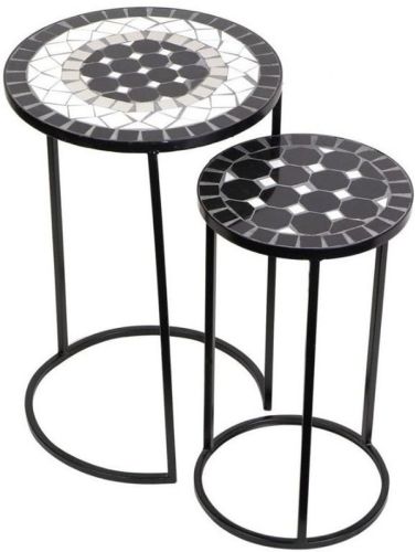 Mosaic Design Round Outdoor Nesting Table