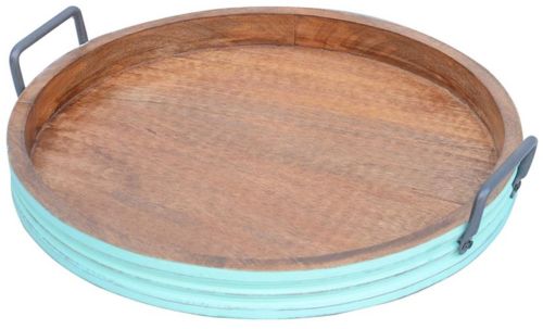 Round Wooden Tray Set
