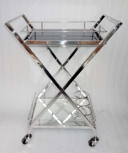 Stainless Steel Cross Legs Bar Cart