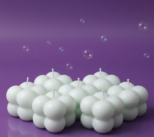 White Bubble Cube Candle Combo