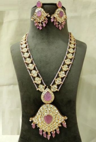 Gold Kundan Long Mala Necklace Set