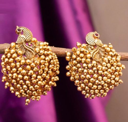 Matte Gold Plated Peacock Earrings