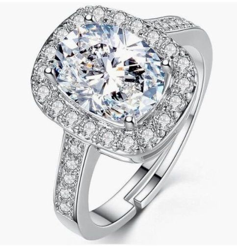 Stylish Silver Plated Solitaire Crystal Ring