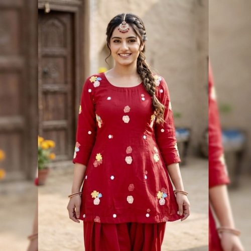 Mal Chanderi Printed Embellished Unstitched Suits