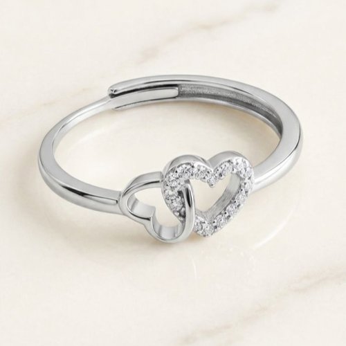 925 Italian Sterling Silver Zirconia Diamond Soulmate Ring