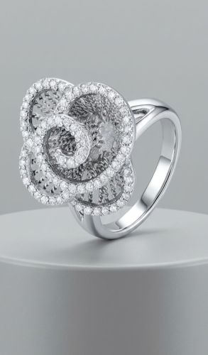 Crystal Bloom Sterling Silver Zirconia Diamond Ring