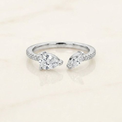 Eternal Duo Toi ET Moi 925 Sterling Silver Zirconia Diamond Ring
