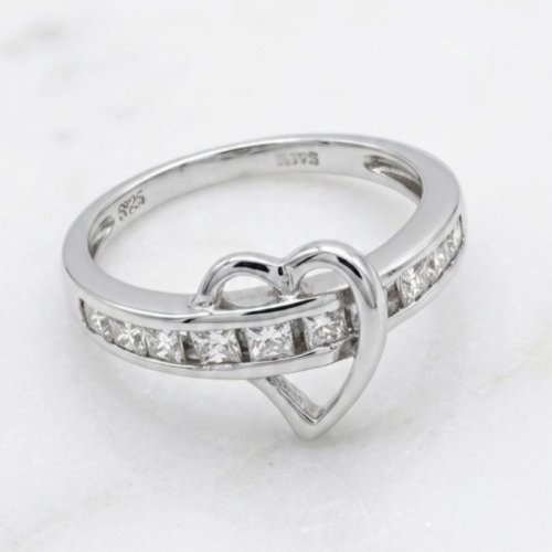 Eternal Heart Link 925 Italian Sterling Silver Zirconia Diamond Ring