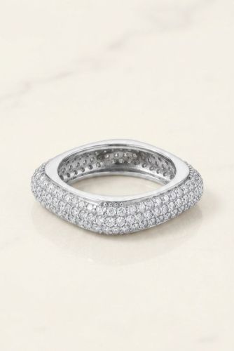 Quadra Glow Sterling Silver Zirconia Diamond Band Ring