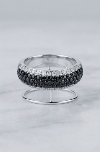 Shadow Sparkle Pave Sterling Silver Zirconia Diamond Band Ring