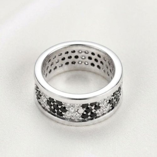 Starlight Mosaic 925 Italian Sterling Silver Zirconia Diamond Band Ring