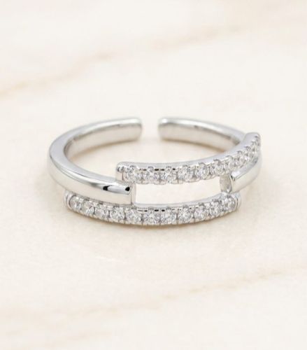Stellar Bridge Elegant Zirconia Diamond Sterling Silver Ring